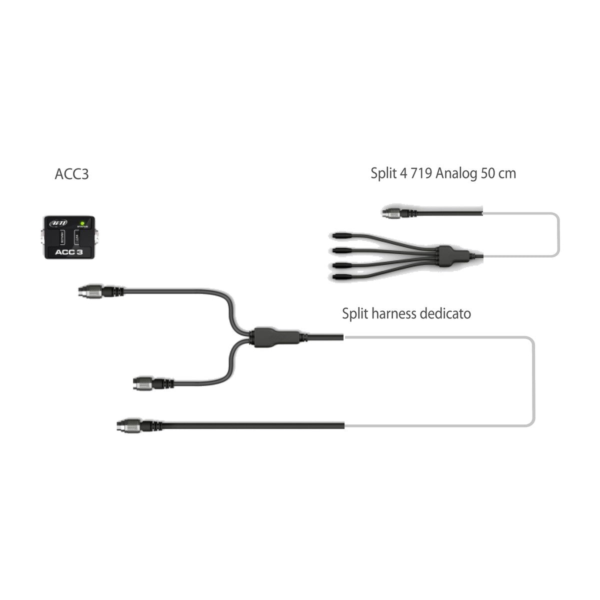 AIM ACC3 KIT - ANALOG CAN CONVERTER + SPLIT 4 ANALOG 719 50 CM + DEDICATED SPLIT HARNESS